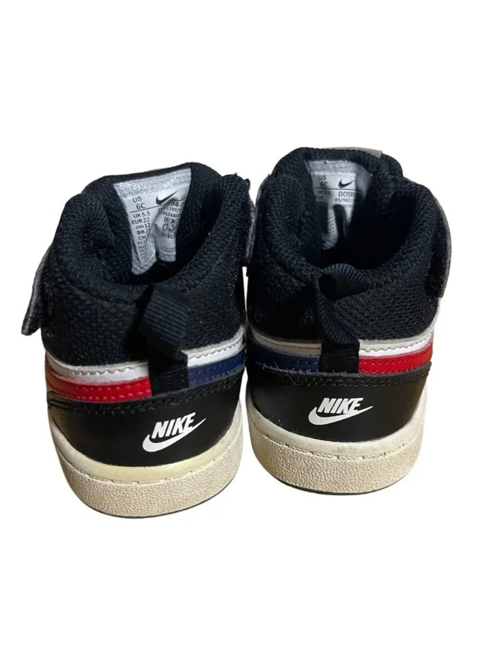 Nike Court Borough Mid 2 Size 6C White Black University Red Colorway Toddler